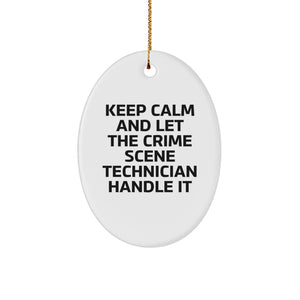 Funny Christmas Unique Gifts from Friends to Men - Oval Ornament for Crime Scene Technician Enthusiasts to Show Appreciation - Image 1