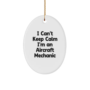 Funny Aircraft Mechanic Oval Ornament Gifts from Friends and Family for Christmas Unique Inspirational Decor - Image 1