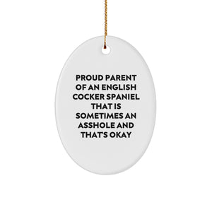 Funny English Cocker Spaniel Dog Gifts from Proud Parents, Oval Ornament for Friends, Family, or Coworkers, Christmas Unique Presents - Image 1