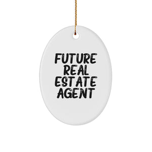 Funny Real Estate Agent Christmas Unique Gifts from Family for Real Estate Agent Friends with Oval Ornament - Image 1