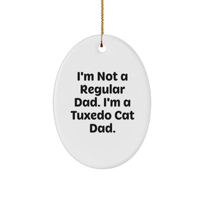 Tuxedo Cat Dad Funny Oval Ornament Gifts for Men Christmas Tuxedo Cat Lover - Image 1