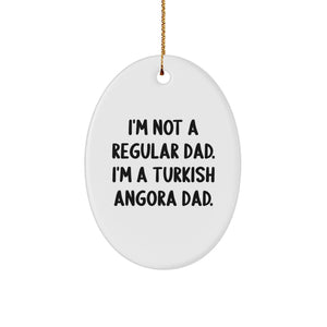 Funny Turkish Angora Cat Dad Gifts, Oval Ornament for Men from Family, Christmas Unique Oval Shaped Decor - Image 1