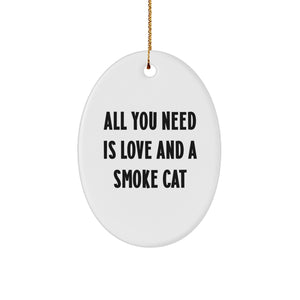 Funny Smoke Cat Oval Ornaments Gifts from Family, Friends, or Coworkers for Christmas Unique Presents - Image 1