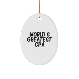 World's Greatest CPA Oval Ornament, Funny Quote Gifts for CPA, Oval Ornament, Christmas Unique Gifts for Men, Women, Coworkers, Family - Image 1