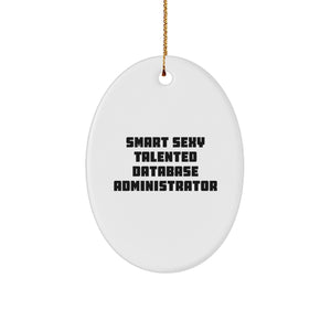 Smart Sexy Talented Database Administrator Oval Ornament Gifts for Database Administrators from Friends, Funny Christmas Unique Gifts, Oval Shaped MDF Crafted Ornament - Image 1