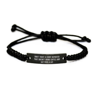 Funny Court Reporter Gifts for Men, Rope Bracelet with Black Stainless Steel, Perfect Birthday Unique Gifts from Friends, Inspirational Quote - Image 1