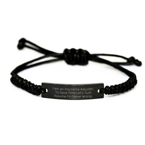 Insurance Adjuster Rope Bracelet, Funny Quote Gifts from Men to Insurance Adjuster, Birthday Unique Gifts - Image 1
