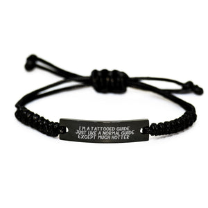 Funny Guide Rope Bracelet, Gifts from Friends for Guide, Graduation Unique Gifts, Rope Bracelet for Him, 'I'm A Tattooed Guide...' - Image 1