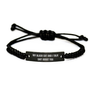 Funny Black Cat Rope Bracelets Gifts for Men Women Friends Family from My Black Cat, Graduation Unique Gifts, Inspirational Quote - Image 1