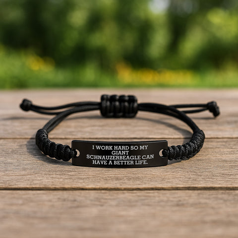 Image of Giant Schnauzer Dog Lover's Rope Birthday Unique Gift from Family, Inspirational Quote, Adjustable Black Stainless Steel with Interlaced Rope - Image 2