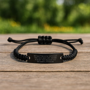 Jeweler's Inspirational Rope Bracelet, Gifts from Friends to Celebrate Birthday, 'No Matter How Difficult The Days May Get.', Adjustable Black Rope, Perfect for Men or Women, Gifts for Jeweler
