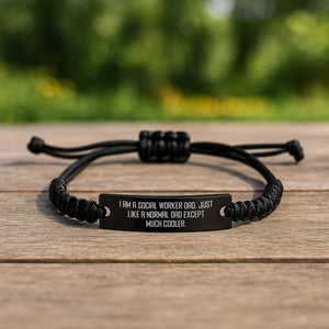 Social Worker Dad Rope Bracelet Gift for Mom on Mother's Day Funny Engraved
