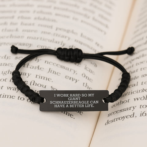 Image of Giant Schnauzer Dog Lover's Rope Birthday Unique Gift from Family, Inspirational Quote, Adjustable Black Stainless Steel with Interlaced Rope - Image 3