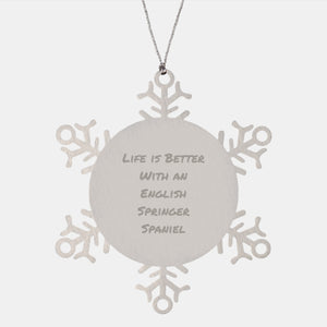 English Springer Spaniel Dog Gifts, Funny Quote Snowflake Ornament, Gifts from Family for Friends, Unique Christmas Memorable Presents - Image 1