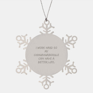 Funny Chihuahua Dog Gifts from Men to Chihuahua Dog Owners - Snowflake Ornament for Christmas - Image 1