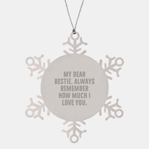 Image of Sweet Bestie Snowflake Ornament, Funny Quote Gifts for Bestie, Christmas Unique Gifts from Friends, 3.14 Inch Shatterproof Stainless Steel - Image 1