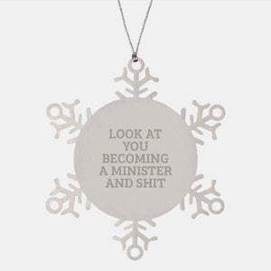 Funny Gifts from Family to Minister - Snowflake Ornament for Christmas - Image 1