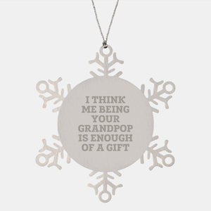 Grandpop's Funny Gift, Snowflake Ornament, Perfect for Grandpop's Christmas, Gifts from Family - Image 1