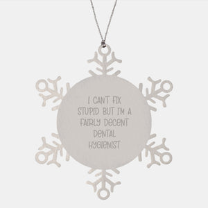 Funny Dental Hygienist Gifts for Women - Snowflake Ornament from a Coworker - Image 1