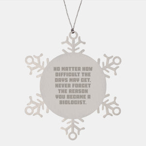 Biologist Christmas Unique Gifts, Inspirational Snowflake Ornament from Friends to Biologist, Never Forget the Reason You Became a Biologist, Biologist Unique Gifts - Image 1