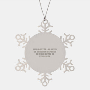 Funny Doctor Gifts for Men, Women, Friends and Family - Snowflake Ornament with Sarcasm Quote, Unique Christmas Unique Gifts from Coworkers - Image 1