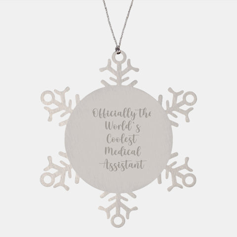 Image of Medical Assistant Christmas Snowflake Ornament Gifts from Friends, Officially The World's Coolest Medical Assistant, Unique Snowflake Ornament - Image 1