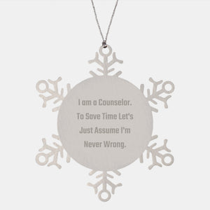 Funny Counselor Snowflake Ornament Gifts from Family, Friends, or Colleagues for Men, Women, or Coworkers - Unique Christmas Decorations - Image 1