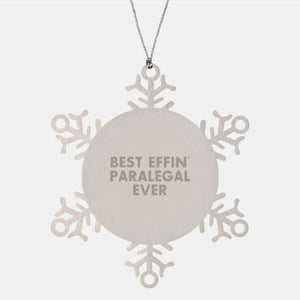 Funny Paralegal Gifts from Men to Best Effin' Paralegal Ever Snowflake Ornament for Christmas - Image 1