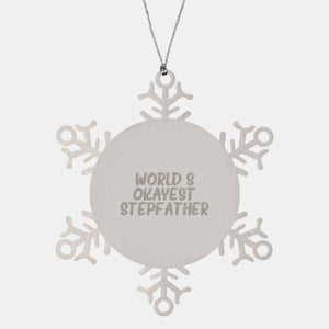 Funny Snowflake Ornament Gifts from Men to World's Okayest Stepfather for Christmas - Image 1
