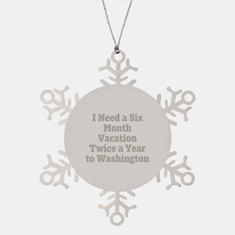Image of Washington State Snowflake Ornament Gifts from Friends to Washington Men and Women for Christmas - Image 1