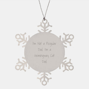 Hemingway Cat Dad Funny Snowflake Ornament Gifts from Men Christmas Unique Presents for Friends Family Hemingway Cat Enthusiasts - Image 1