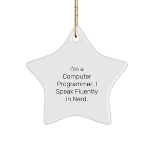 Unique Computer Programmer Star Ornament Gifts from Family for Christmas genius Sense of Humor - Image 1