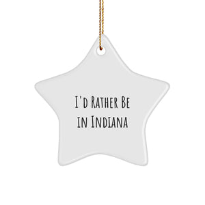 Funny Star Ornament Gifts from Indiana, White Star Shaped Decoration, Christmas Unique Gifts for Indiana Men, Women, Friends, Family - Image 1