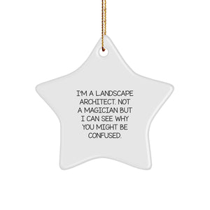 Funny Landscape Architect Gifts for Friends from Men, Unique Holiday Star Ornament, I'm A Landscape Architect Not A Magician But I Can See Why You Might Be Confused. - Image 1