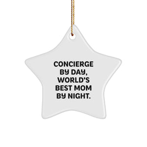 Concierge Gifts from Mom - Funny Star Ornament for Concierge Day, World's Best Mom By Night - Christmas Unique Decor - Image 1