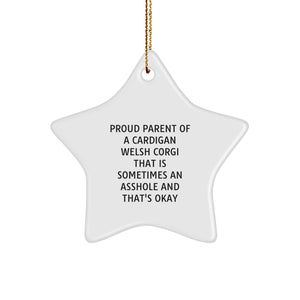 Funny Cardigan Welsh Corgi Dog Gifts, Star Ornament, Proud Parent Quotes, Christmas Unique Gifts from Friends to Family - Image 1
