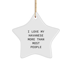 Funny Havanese Dog Gifts from Family - I Love My Havanese More Than Most People Star Ornament for Christmas - Image 1