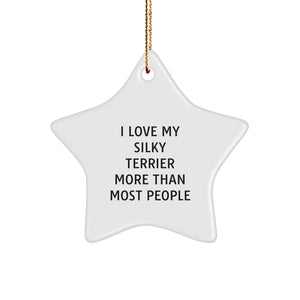 I Love My Silky Terrier More Than Most People Funny Star Ornament Gifts from Family for Silky Terrier Dog Lovers at Christmas - Image 1