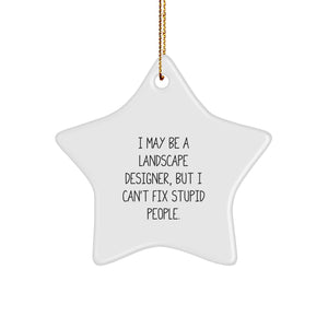 Landscape Designer Gifts from Friends - Funny Star Ornament with I May Be A Landscape Designer, But I Can't Fix Stupid People. Quote, Perfect for Landscape Designers, Christmas Unique Gifts - Image 1