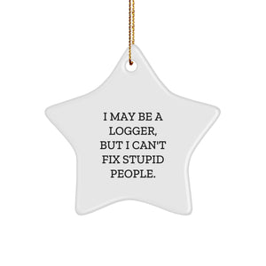 Funny Logger Gifts from Friends - Star Ornament for Christmas - Image 1