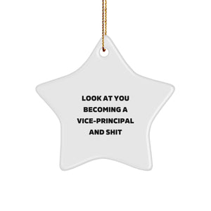 Vice-Principal Gifts, Funny Quote Star Ornament, Christmas Unique Gifts from Friends to Vice-Principal - Image 1