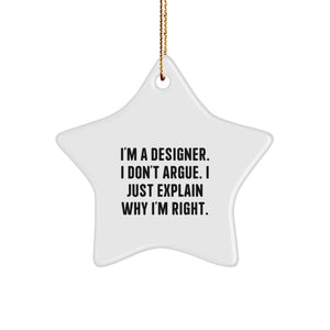 Funny Designer Gifts from Men, Gifts for Star Ornament Lovers - Christmas Unique Gifts with Inspirational Quote, Durable MDF Star Ornament, 3.25" Tall x 1/8" Thick - Image 1