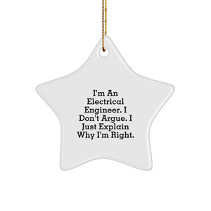 Gifts from Electrical Engineers to Their Men, Funny Electrical Engineer Star Ornament for Christmas Unique Gifts - Image 1