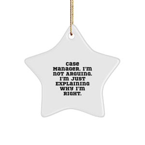 Funny Case Manager Gifts from Men to Star Ornament for Christmas, Cute Inspirational Motivational Quote for Case Manager, Gifts for Case Manager - Image 1
