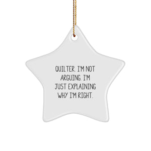 Funny Quilter Star Ornament Gifts from Men to Quilter Friends and Family on Christmas - Image 1