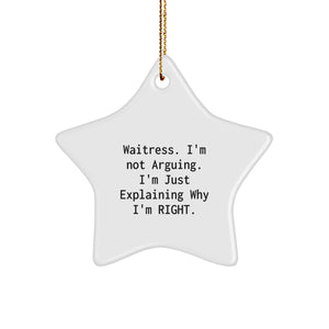 Funny Waitress Star Ornament Gifts from Friends and Family for Waitress Christmas Unique Ornaments - Image 1