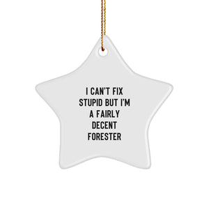 Funny Forester Star Ornament Gift for Men Friends Coworkers, I Can't Fix Stupid Decorative Star, Christmas Unique Gifts from Family to Forester - Image 1