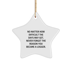 Funny Logger Quotes Star Ornament Gifts from Friends for Men Logger Christmas Unique - Image 1