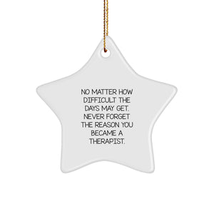 Therapist Gifts from Friends - Inspirational Star Ornament, Christmas Unique Present for Therapist, Never Forget the Reason You Became a Therapist - Image 1