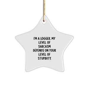Funny Logger Star Ornament Gifts from Men to Friends for Christmas Unique Decorations - Image 1